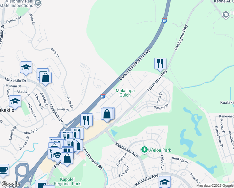map of restaurants, bars, coffee shops, grocery stores, and more near 91-1491 Halahinano Street in Kapolei