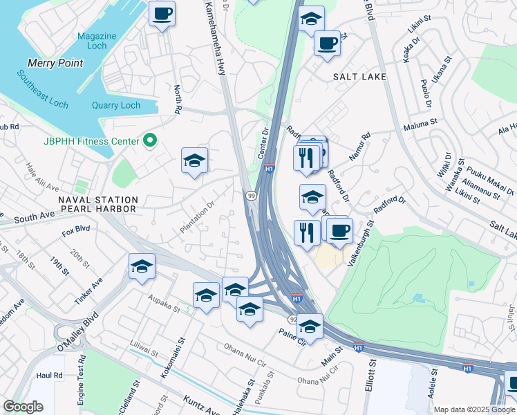 map of restaurants, bars, coffee shops, grocery stores, and more near in Honolulu