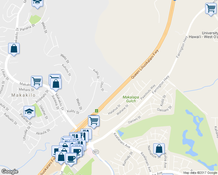 map of restaurants, bars, coffee shops, grocery stores, and more near 92-464 Hoanu Street in Kapolei