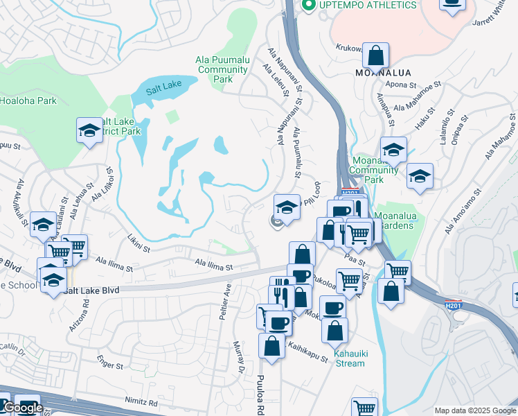 map of restaurants, bars, coffee shops, grocery stores, and more near 1121 Ala Napunani Street in Honolulu