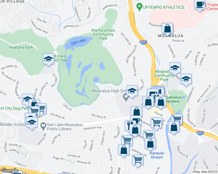 map of restaurants, bars, coffee shops, grocery stores, and more near 2023 Ala Poha Place in Honolulu