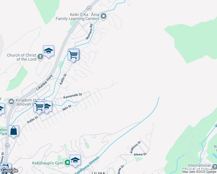 map of restaurants, bars, coffee shops, grocery stores, and more near 3094 Haaliki Street in Honolulu