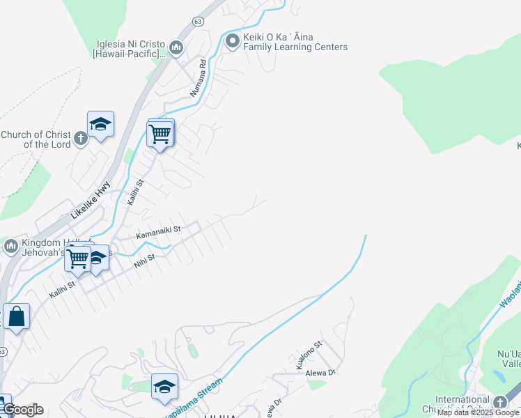 map of restaurants, bars, coffee shops, grocery stores, and more near 3094 Haaliki Street in Honolulu