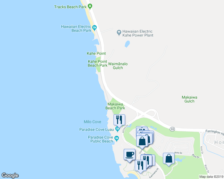 map of restaurants, bars, coffee shops, grocery stores, and more near 92-384 Farrington Highway in Kapolei
