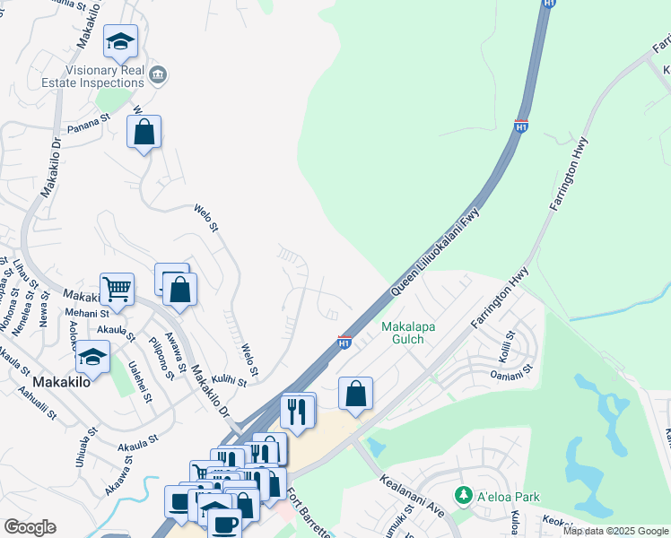 map of restaurants, bars, coffee shops, grocery stores, and more near 92-525 Ohio Street in Kapolei