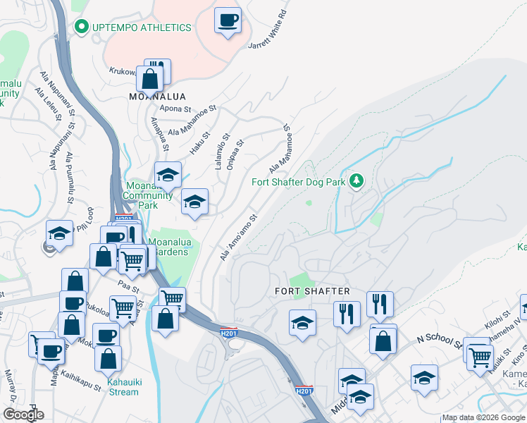 map of restaurants, bars, coffee shops, grocery stores, and more near 1511 Ala Amoamo Street in Honolulu
