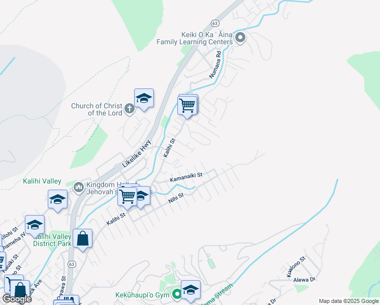 map of restaurants, bars, coffee shops, grocery stores, and more near 1807 Manaiki Place in Honolulu