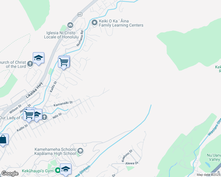 map of restaurants, bars, coffee shops, grocery stores, and more near 3140 Nihi Street in Honolulu