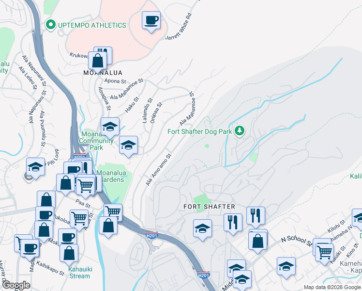 map of restaurants, bars, coffee shops, grocery stores, and more near 1511 Ala Amoamo Street in Honolulu