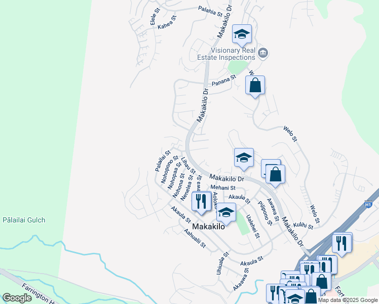 map of restaurants, bars, coffee shops, grocery stores, and more near 92-801 Makakilo Drive in Kapolei