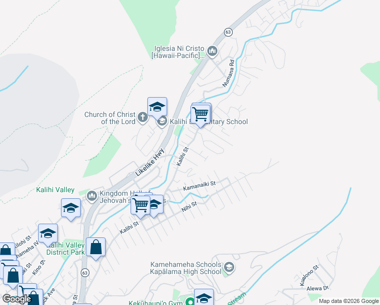 map of restaurants, bars, coffee shops, grocery stores, and more near 1836 Akone Place in Honolulu