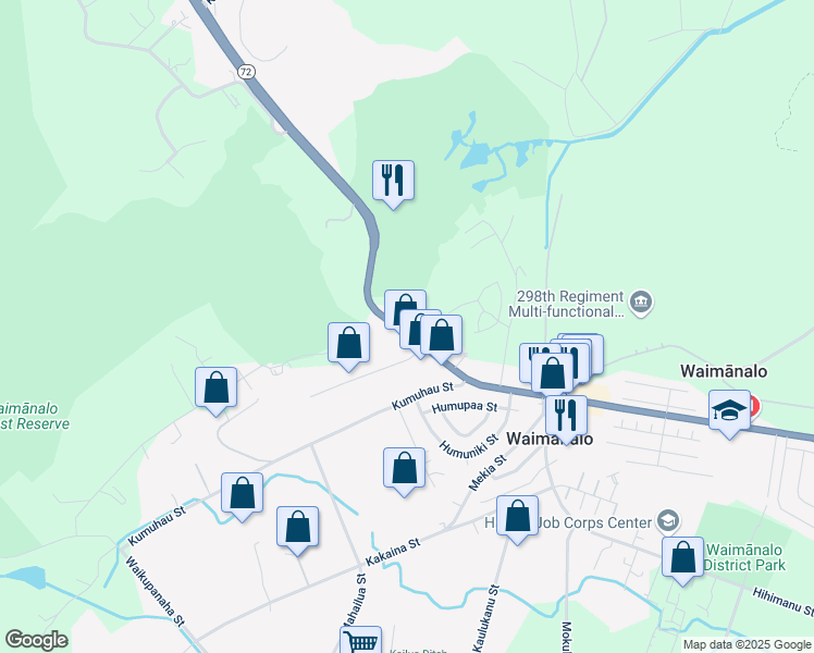 map of restaurants, bars, coffee shops, grocery stores, and more near 41-1691 Kalanianaʻole Highway in Waimanalo