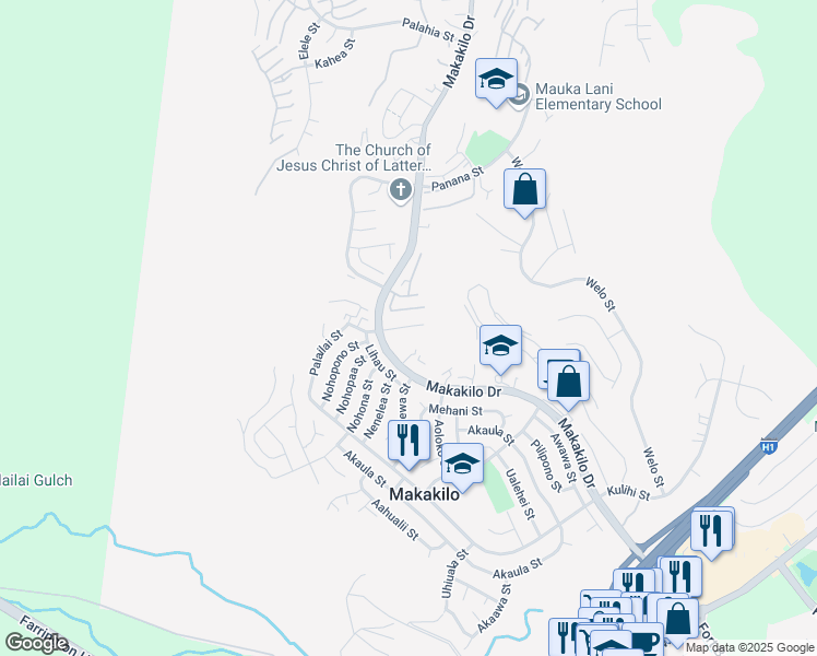map of restaurants, bars, coffee shops, grocery stores, and more near 92-831 Makakilo Drive in Kapolei