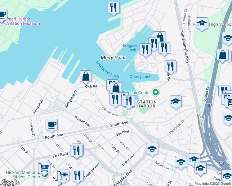 map of restaurants, bars, coffee shops, grocery stores, and more near in Honolulu County