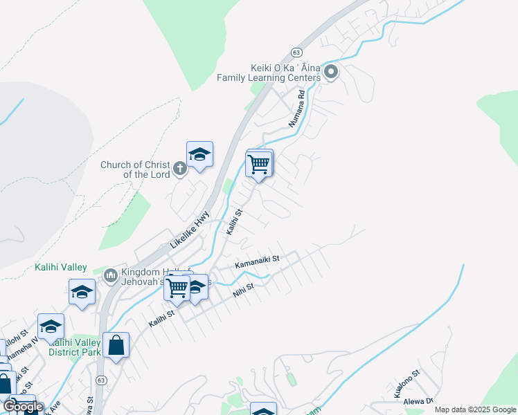 map of restaurants, bars, coffee shops, grocery stores, and more near 1836 Akone Place in Honolulu