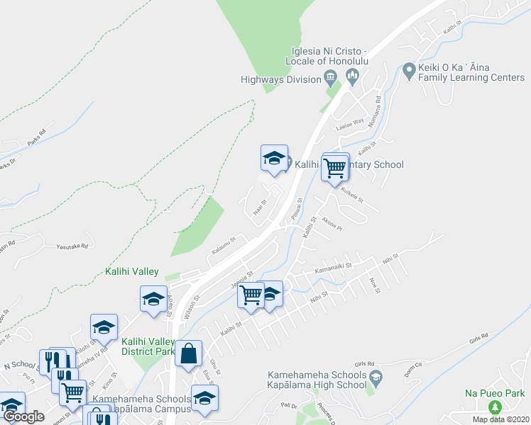 map of restaurants, bars, coffee shops, grocery stores, and more near 2445 Kula Kolea Drive in Honolulu