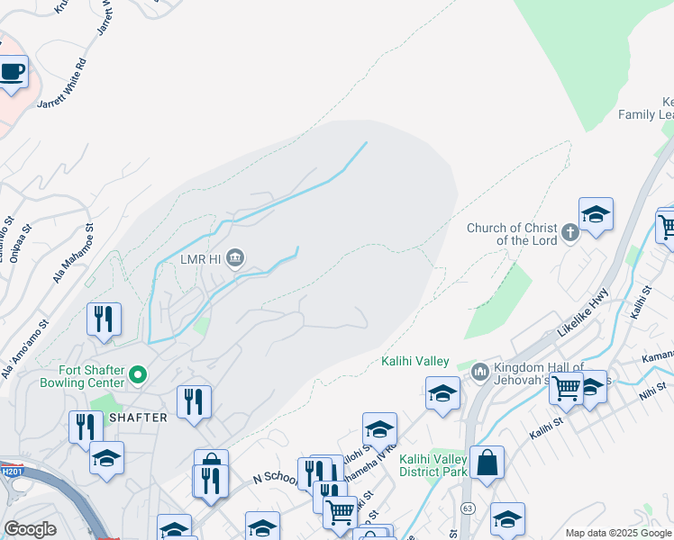 map of restaurants, bars, coffee shops, grocery stores, and more near Yasutake Road in Honolulu