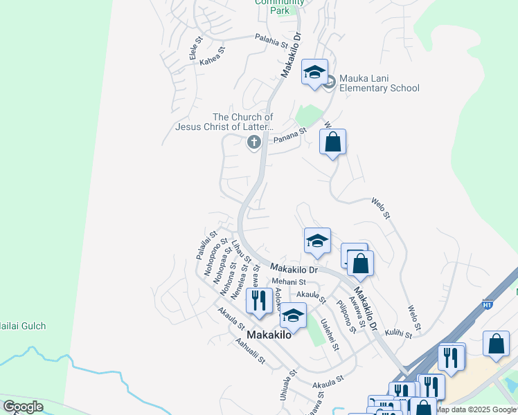 map of restaurants, bars, coffee shops, grocery stores, and more near 92-831 Makakilo Drive in Kapolei