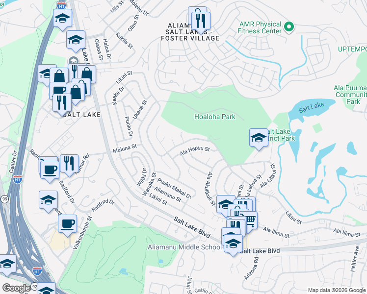 map of restaurants, bars, coffee shops, grocery stores, and more near in Honolulu