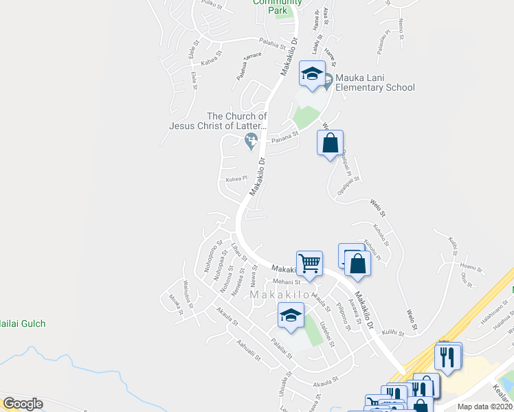 map of restaurants, bars, coffee shops, grocery stores, and more near 92-831 Makakilo Drive in Kapolei