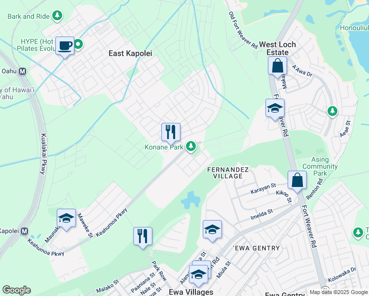 map of restaurants, bars, coffee shops, grocery stores, and more near in Honolulu County