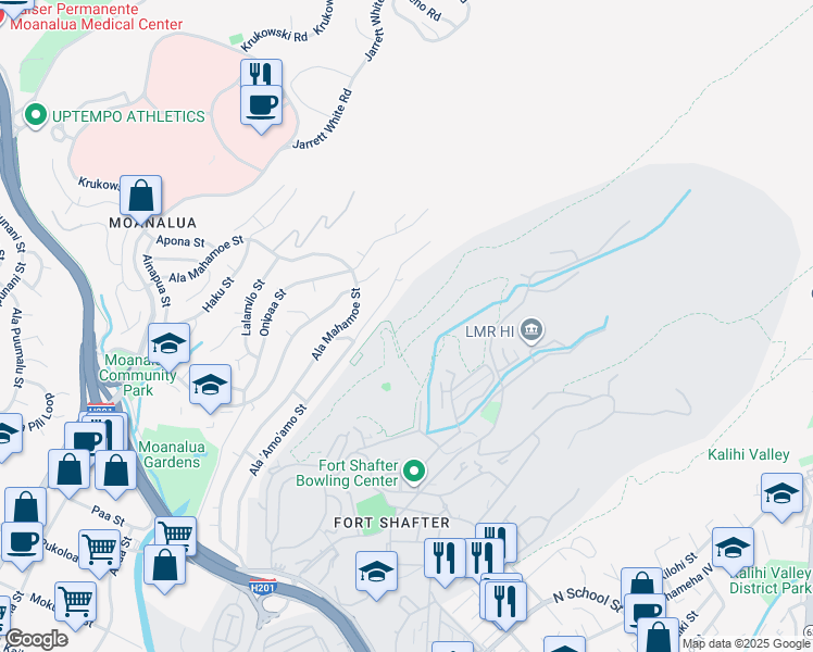 map of restaurants, bars, coffee shops, grocery stores, and more near in Honolulu