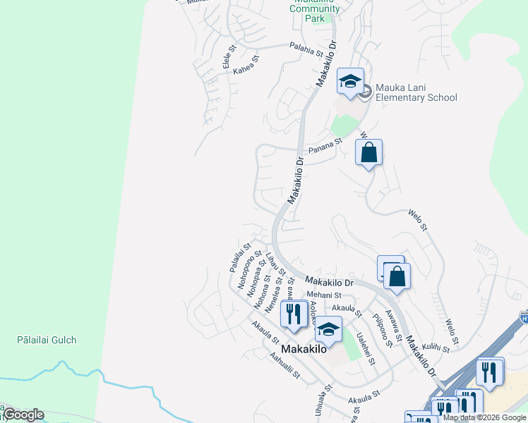map of restaurants, bars, coffee shops, grocery stores, and more near 92-834 Kinohi Place in Kapolei
