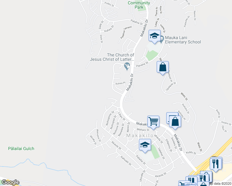 map of restaurants, bars, coffee shops, grocery stores, and more near 92-834 Kinohi Place in Kapolei