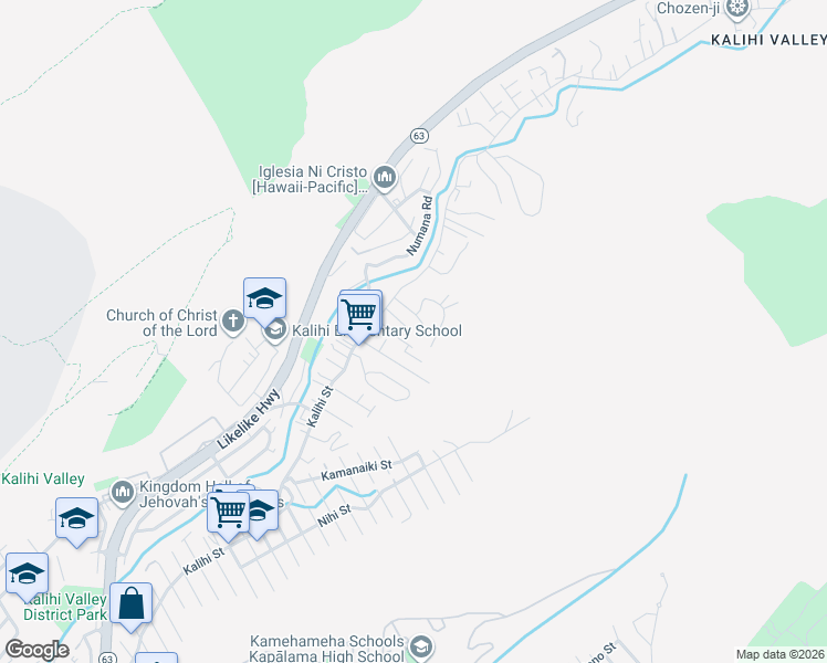 map of restaurants, bars, coffee shops, grocery stores, and more near 3057 Papali Street in Honolulu