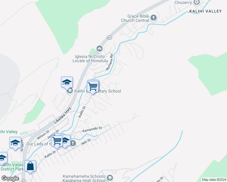 map of restaurants, bars, coffee shops, grocery stores, and more near 3057 Papali Street in Honolulu