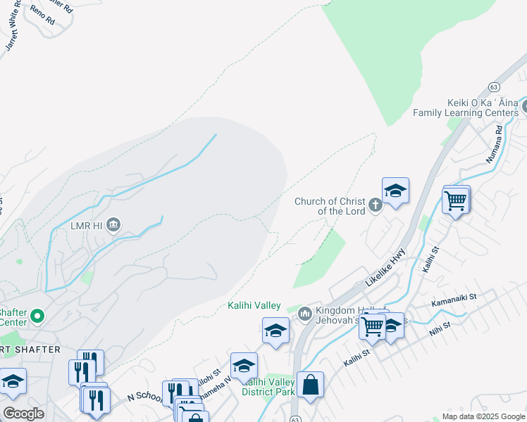 map of restaurants, bars, coffee shops, grocery stores, and more near Radar Hill Road in Honolulu