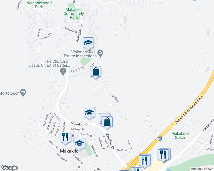 map of restaurants, bars, coffee shops, grocery stores, and more near 92-814 Puhoho Street in Kapolei