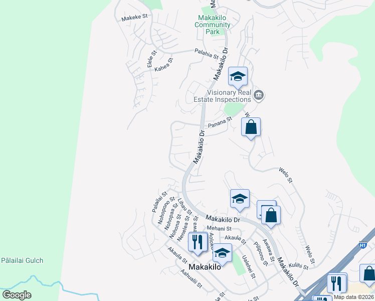 map of restaurants, bars, coffee shops, grocery stores, and more near 92-110 Kohea Place in Kapolei