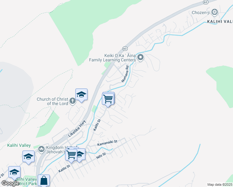 map of restaurants, bars, coffee shops, grocery stores, and more near 2914 Kalihi Street in Honolulu