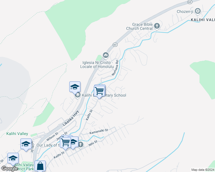 map of restaurants, bars, coffee shops, grocery stores, and more near 2898 Kalihi Street in Honolulu