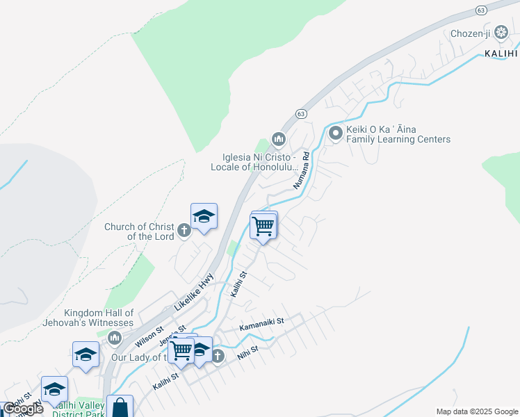 map of restaurants, bars, coffee shops, grocery stores, and more near 2826C Numana Road in Honolulu