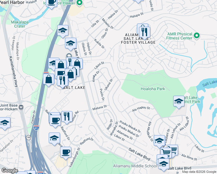 map of restaurants, bars, coffee shops, grocery stores, and more near 1118 Makaala Street in Honolulu