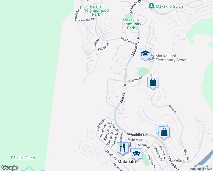 map of restaurants, bars, coffee shops, grocery stores, and more near 92-929 Panana Street in Kapolei