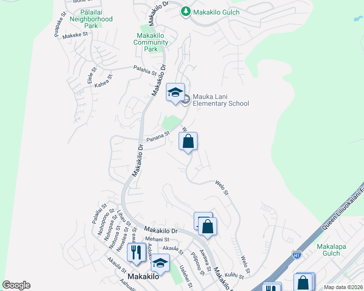 map of restaurants, bars, coffee shops, grocery stores, and more near 92-916 Welo Street in Kapolei