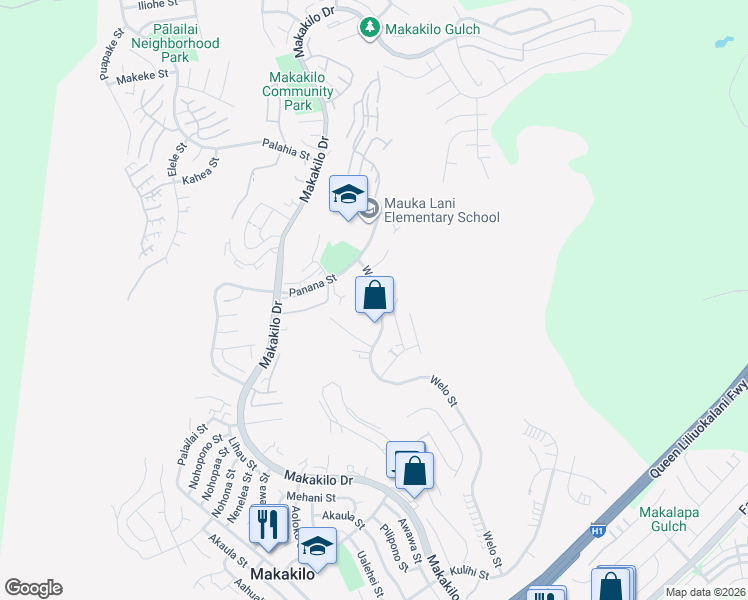 map of restaurants, bars, coffee shops, grocery stores, and more near 92-852 Opalipali Place in Kapolei