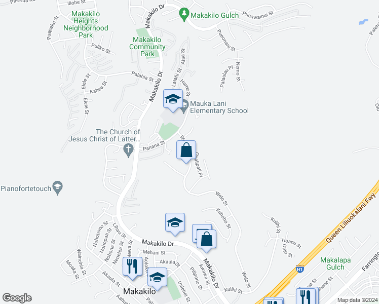 map of restaurants, bars, coffee shops, grocery stores, and more near 92-915 Welo Street in Kapolei