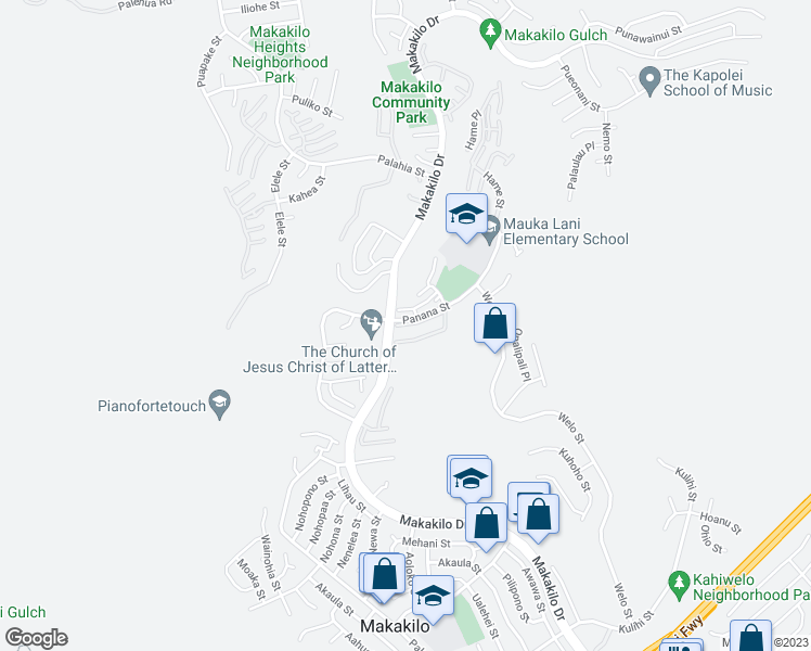 map of restaurants, bars, coffee shops, grocery stores, and more near in Makakilo