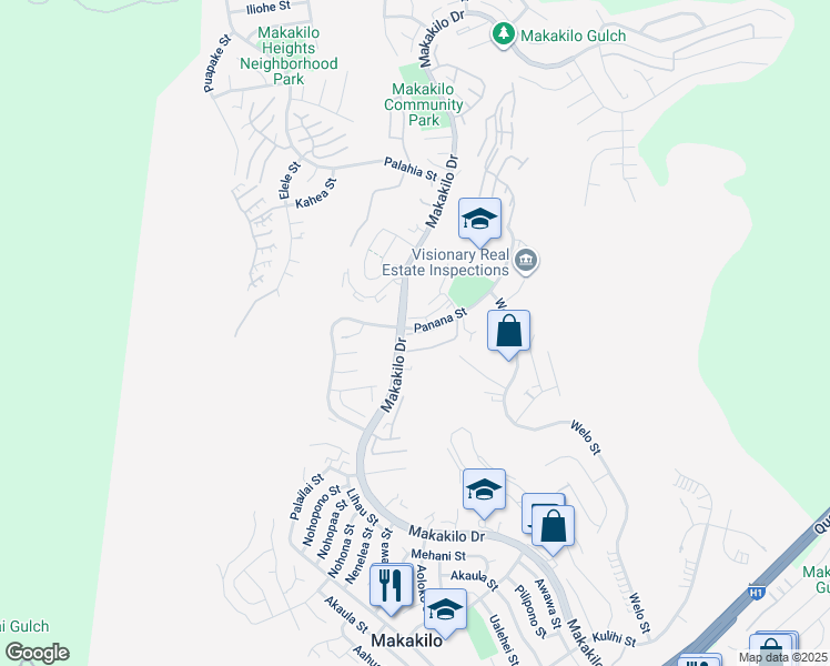 map of restaurants, bars, coffee shops, grocery stores, and more near 92-1131 Panana Street in Kapolei
