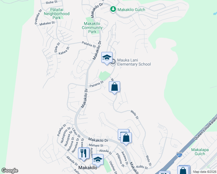 map of restaurants, bars, coffee shops, grocery stores, and more near 92-916 Welo Street in Kapolei