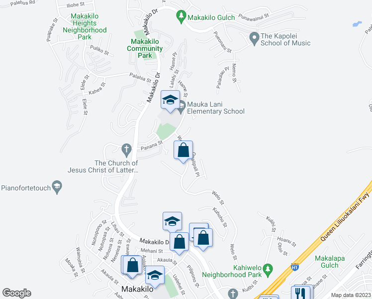 map of restaurants, bars, coffee shops, grocery stores, and more near 92-923 Welo Street in Kapolei