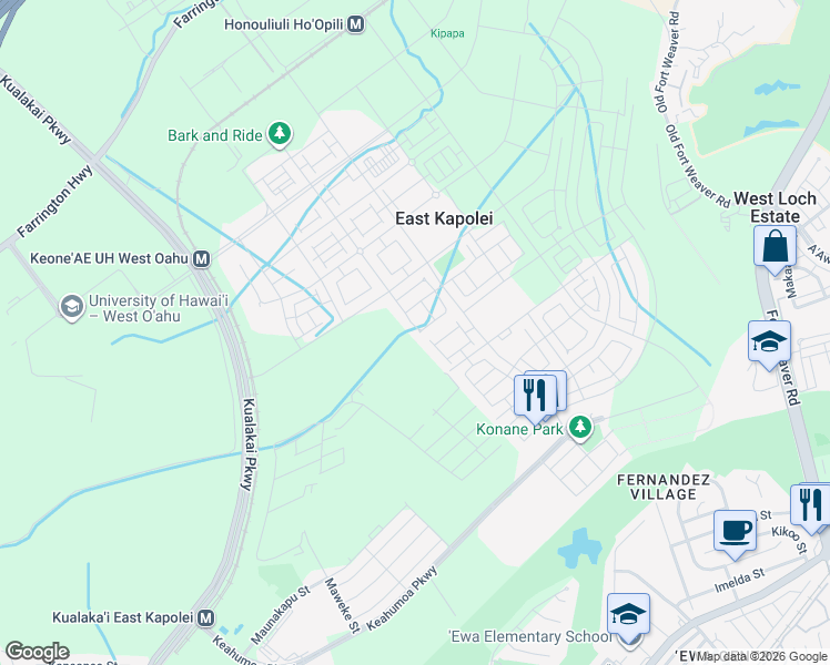 map of restaurants, bars, coffee shops, grocery stores, and more near in Ewa Beach