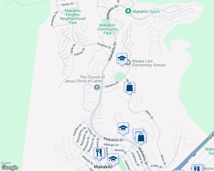 map of restaurants, bars, coffee shops, grocery stores, and more near in Makakilo