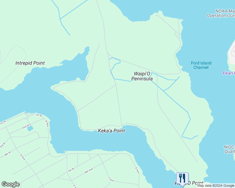 map of restaurants, bars, coffee shops, grocery stores, and more near Waipio Point Access Road in Ewa Beach