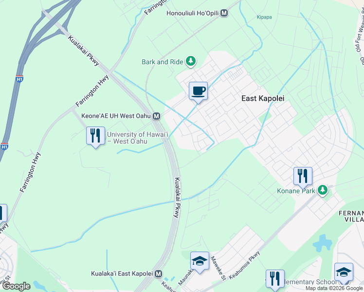 map of restaurants, bars, coffee shops, grocery stores, and more near 91-3598 Nana Hope Street in Ewa Beach