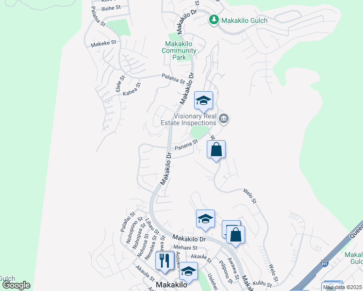 map of restaurants, bars, coffee shops, grocery stores, and more near 92-1125 Panana Street in Kapolei